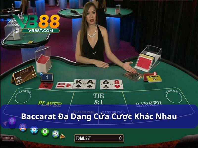 Baccarat online có khá nhiều cửa cược phụ