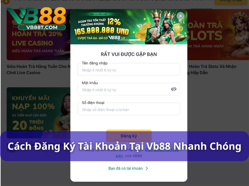 Hướng dẫn đăng ký tài khoản Vb88
