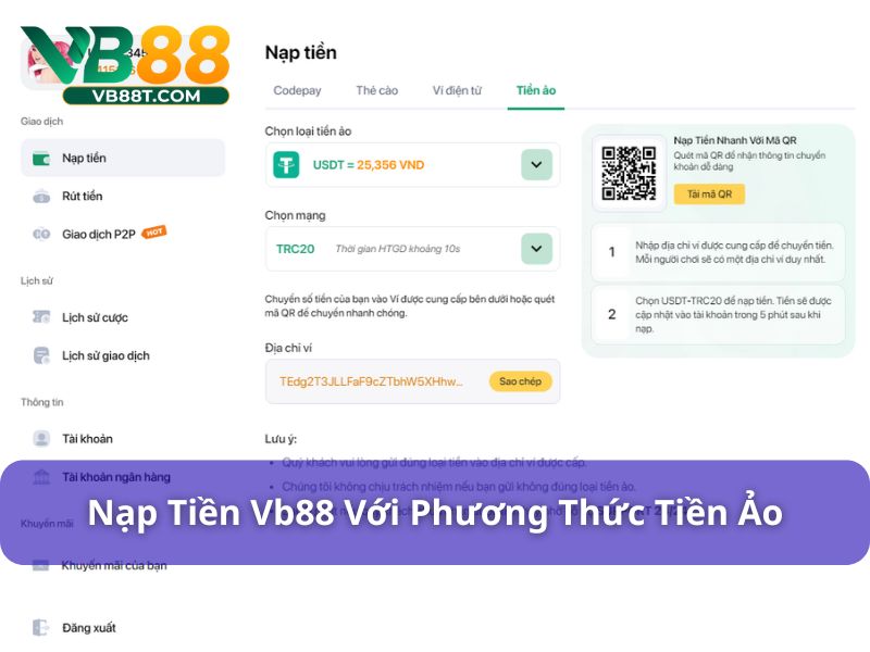 Nạp tiền Vb88 bằng tiền ảo